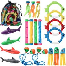 32 Piezas Juguetes de Buceo en Piscina, Paquets de Juguete de Buceo para Niños Que Incluye Palos de Buceo, Puerta de Buceo,