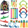 32 Piezas Juguetes de Buceo en Piscina, Paquets de Juguete de Buceo para Niños Que Incluye Palos de Buceo, Puerta de Buceo,