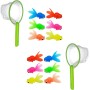 2 Juegos para Niños de Juguete de Baño de Pesca Peces de Colores Artificiales de Acuario Peces Flotantes Falsos con Red de