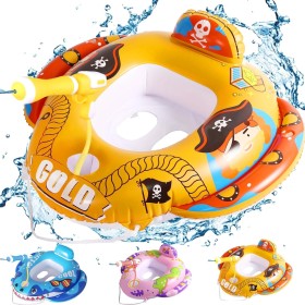 Natación Barca Hinchable Nadar Entrenador Trae Pistola Agua, Asiento de natación Inflable, Flotador de Natación para Bebé,