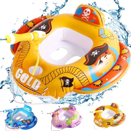 Natación Barca Hinchable Nadar Entrenador Trae Pistola Agua, Asiento de natación Inflable, Flotador de Natación para Bebé,