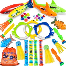 39pcs, Juguetes de Buceo, Juegos para Nadar bajo el Agua. Conjunto de Entrenamiento para Piscina, Natación Subacuática, Verano,