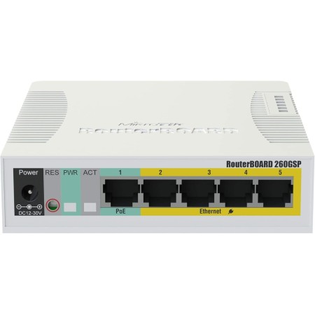 Mikrotik RB260GSP Gestionado Gigabit Ethernet (10/100/1000) Energía sobre Ethernet (PoE) Blanco Conmutador de red (Managed