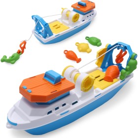 Toyland® 40cm (16") Barco de Pesca Colorido de con Puertas Móviles Anzuelo de Pesca y Peces de Plástico - Juguete Flotante de