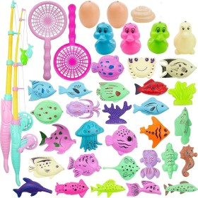 39pcs Juguetes de Magnético del Flotante, Educativa Juego Acción Juguetes del Baño Reflejo para Niños Agua Piscina Baño Playa