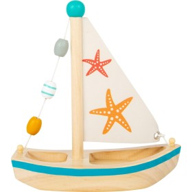 Small Foot 11658 Wooden Starfish Sailboat, Swimming Toy Water, for Children Aged 24+ Months Juguetes, Multicolor