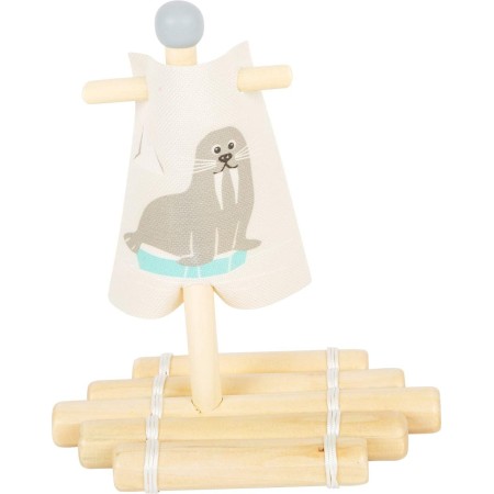 Small Foot 11658 Wooden Starfish Sailboat, Swimming Toy Water, for Children Aged 24+ Months Juguetes, Multicolor