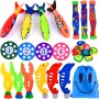 28pcs Juguete de Piscina, con Palo de Buceo, Torpedos Bandidos, Dive Gems, Juegos para Niños