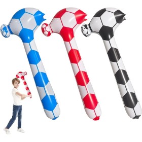 3 piezas, diseño de fútbol de martillo inflable, martillo grande para niños, juguete divertido, fiestas de piscina, juguete de