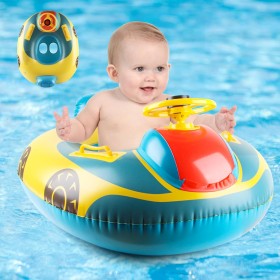 Flotador con Asiento, Anillo de Natación Inflable, Barco Juguetes de Piscina y Baño para Bebé 1 a 5 Años