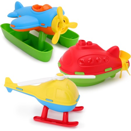 Toyland® Pack de 3-16 cm (6") Helicóptero, Submarino e Hidroavión de Juguete Coloridos - Juguetes Acuáticos Flotantes para Niños