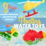 Toyland® Pack de 3-16 cm (6") Helicóptero, Submarino e Hidroavión de Juguete Coloridos - Juguetes Acuáticos Flotantes para Niños