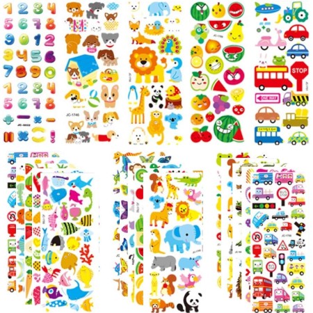 Pegatinas Hinchadas Burbujas para con Precisión Decoración del Tema Los Dibujos Animados Easy Peal Off Reutilizable Vigera 3D