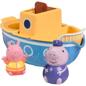 Toomies Tomy Barco de Baño del Abuelo, Pig Juguete de Baño, Flota de Verdad, con Molinillo y Regadera, Incluye 2 Figuras
