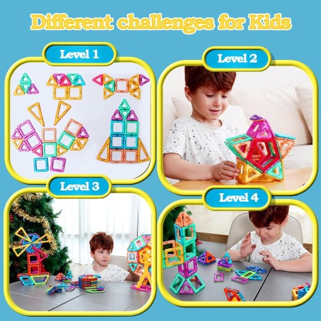 Construcciones Magneticas Niños 50 Pcs, Bloques Magneticos Educativos Juguetes de Construcción Magnéticos Juegos Magnéticos Stem
