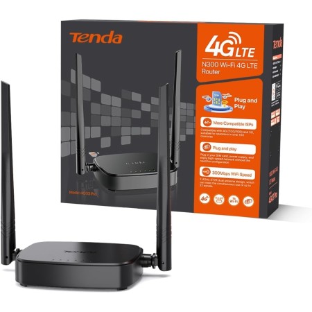 Tenda 4G03 Pro - Router 4G SIM, LTE Router CAT4, WiFi Speed up to 300Mbps, FDD y TDD, Plug&Play, LAN/WAN Ethernet Port, Carga