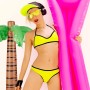 Relaxdays Palmeras Hinchables para Fiesta Piscina, PVC, Verde-Marrón, 80 cm de Altura,1 pieza
