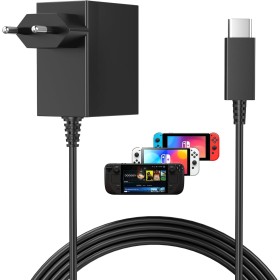 Cargador para Switch Nintendo Adaptador Switch Lite/OLED/Dock/Mando Pro 39W USB C 15V/2.6A Adaptador Soporte Modo de TV y