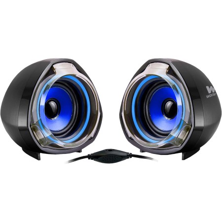 Woxter Big Bass 95 RGB - Altavoces Multimedia Estéreo, 20W, Potentes, conexión 3,5mm, iluminación RGB, Botones y Conexiones AUX