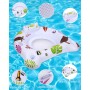 Colchoneta Piscina,Colchoneta Hinchable Piscina con Luces Cambian de Color, Flotador Hinchable Piscina con Portavasos y Asas,