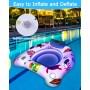 Colchoneta Piscina,Colchoneta Hinchable Piscina con Luces Cambian de Color, Flotador Hinchable Piscina con Portavasos y Asas,