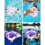 Colchoneta Piscina,Colchoneta Hinchable Piscina con Luces Cambian de Color, Flotador Hinchable Piscina con Portavasos y Asas,