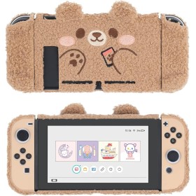GeekShare Linda Funda Protectora de Felpa Compatible con Nintendo Switch y Joy con - Absorción de Golpes y antiarañazos - Oso de