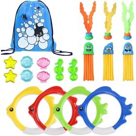 19 Piezas Juguetes de Buceo, Juguetes de Piscina para Niños Anillos de Buceo Juguetes de Buceo Conjunto Juguetes para Nadar bajo