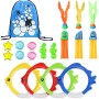 19 Piezas Juguetes de Buceo, Juguetes de Piscina para Niños Anillos de Buceo Juguetes de Buceo Conjunto Juguetes para Nadar bajo
