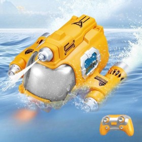 Barco Control Remoto para Niños, 2.4GHz RC Juguete Barco por Control Remoto, con Agua Rociada Control Remoto Submarino Piscina