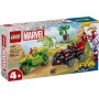 LEGO Marvel Spin y Electro: Duelo de Vehículos Dinosaurio, Coche y Moto de Juguete, Juguetes de Superhéroes y Regalo para Niños