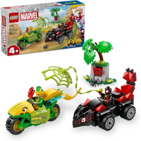 LEGO Marvel Spin y Electro: Duelo de Vehículos Dinosaurio, Coche y Moto de Juguete, Juguetes de Superhéroes y Regalo para Niños