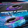 Barco Teledirigido, Lancha Teledirigida con Luces LED, 2.4GHz Barco RC Rápido e Impermeable para Piscinas y Lagos, Juguete