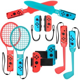 2024 Switch Accesorios deportivos para niños Juegos de Nintendo Switch , 10 en 1 Paquete familiar de accesorios de juego Kit