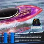 Barco Teledirigido, Lancha Teledirigida con Luces LED, 2.4GHz Barco RC Rápido e Impermeable para Piscinas y Lagos, Juguete