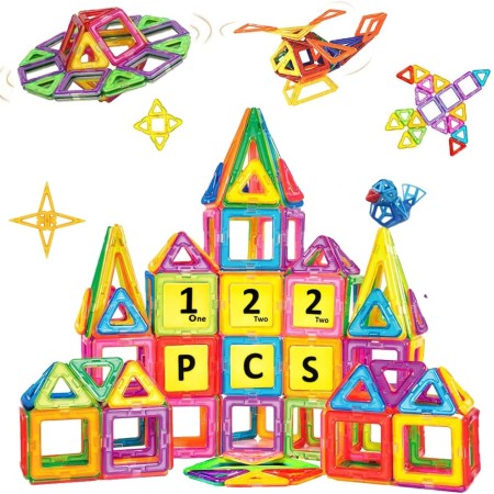 Construcciones Magneticas para Niños (122 Piezas), Bloques de Construccion Magnéticos niños Stem Juguetes Magnéticos Bloques