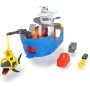 Barco tiburón con luz y Sonido: grúa de Trabajo, Lanzador de Botes de Rescate, almacenaje, Tirador de Coches, Incl. 1 vehículo