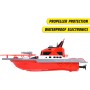 Dickie Toys 201107000- Lancha de Bomberos Radio Control 38cm, 2 Canales, 27 MHz, Carga por USB, Velocidad Punta 6km/h, para
