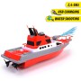 Dickie Toys 201107000- Lancha de Bomberos Radio Control 38cm, 2 Canales, 27 MHz, Carga por USB, Velocidad Punta 6km/h, para