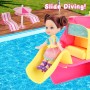 deAO Juguetes para Yate, Barco con Tobogán, Muñeca con Cabello, Silla de Playa Reclinable, Juguete de Comida de Helado, Crucero