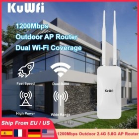 KuWFi 1200Mbps enrutador repetidor AP para exteriores 2,4G 5,8G antena