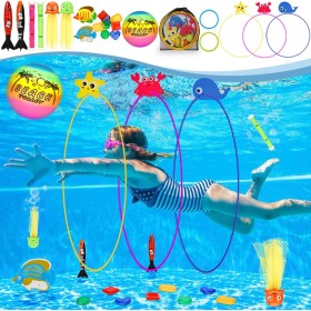 MutoToy Juegos de Agua para Niños con Anillos y Palos para Entrenamiento de Buceo, Bolas de Playa para Verano Piscina, Juguetes