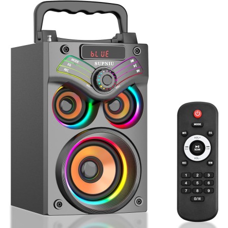 SUPNIU Altavoces Bluetooth, Altavoz Bluetooth inalámbrico portátil de 15 W para Fiestas en casa al Aire Libre con subwoofer,