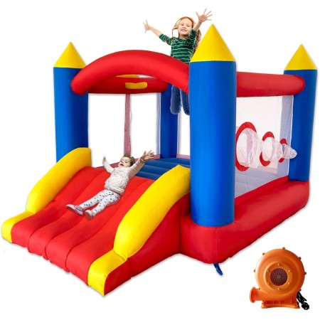 Castillo Hinchable con Ventilador, Adecuado para niños de 3 a 10 años, para Interiores, cumpleaños Infantiles (488 x 223 x 220