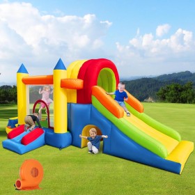 Castillo hinchable con soplador para niños: seguro, divertido, XXL, interior y exterior, con tobogán