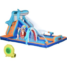 Outsunny Castillo Hinchable Infantil 6 en 1 Castillo Hinchable para Niños con Tobogán Piscina Muro de Escalada Cañón de Agua y