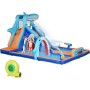 Outsunny Castillo Hinchable Infantil 6 en 1 Castillo Hinchable para Niños con Tobogán Piscina Muro de Escalada Cañón de Agua y