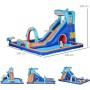 Outsunny Castillo Hinchable Infantil 6 en 1 Castillo Hinchable para Niños con Tobogán Piscina Muro de Escalada Cañón de Agua y