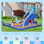 Outsunny Castillo Hinchable Infantil 6 en 1 Castillo Hinchable para Niños con Tobogán Piscina Muro de Escalada Cañón de Agua y