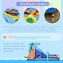 Outsunny Castillo Hinchable Infantil 6 en 1 Castillo Hinchable para Niños con Tobogán Piscina Muro de Escalada Cañón de Agua y